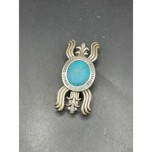 Vintage Harley Davidson Women’s Turquoise Silver Metal Hair Clip Barrette main image 4